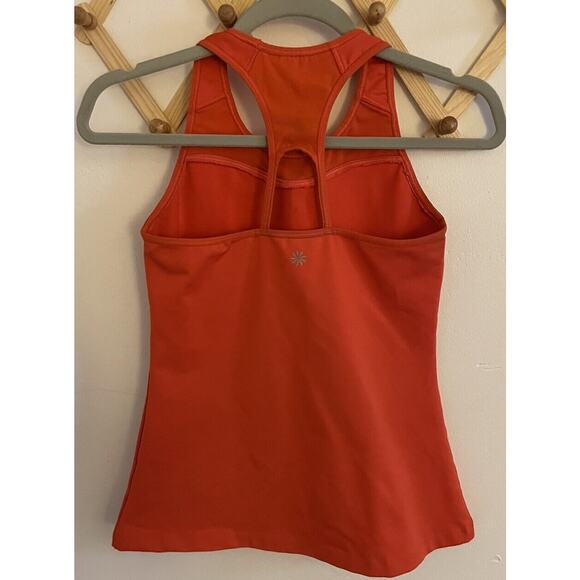 Athleta Top Women's Small Orange Workout Tank Activewear Mesh Back Cut Out - Picture 5 of 8